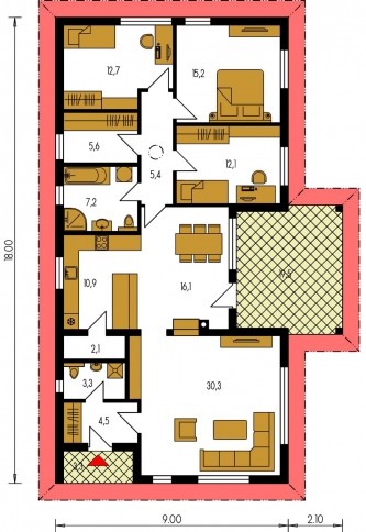 Mirror image | Floor plan of ground floor - BUNGALOW 182
